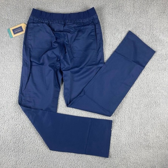 Cherokee Workwear Women's Small Navy Tapered Leg Drawstring Tall Scrubs Pants - Picture 12 of 16